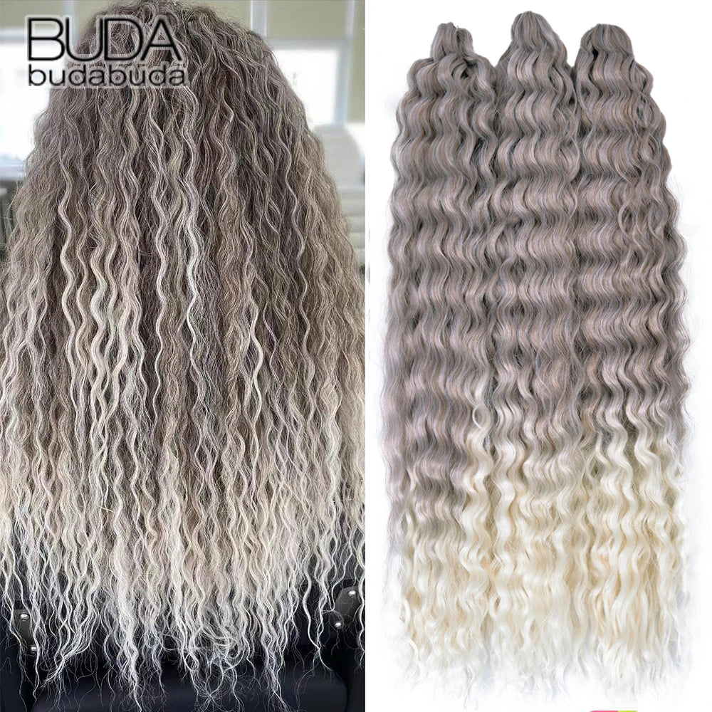 22Inch Deep Wavy Twist Crochet Braiding Hair Extensions Synthetic Braid Afro Curls Water Wave Twist Crochet Braid Hair For Women