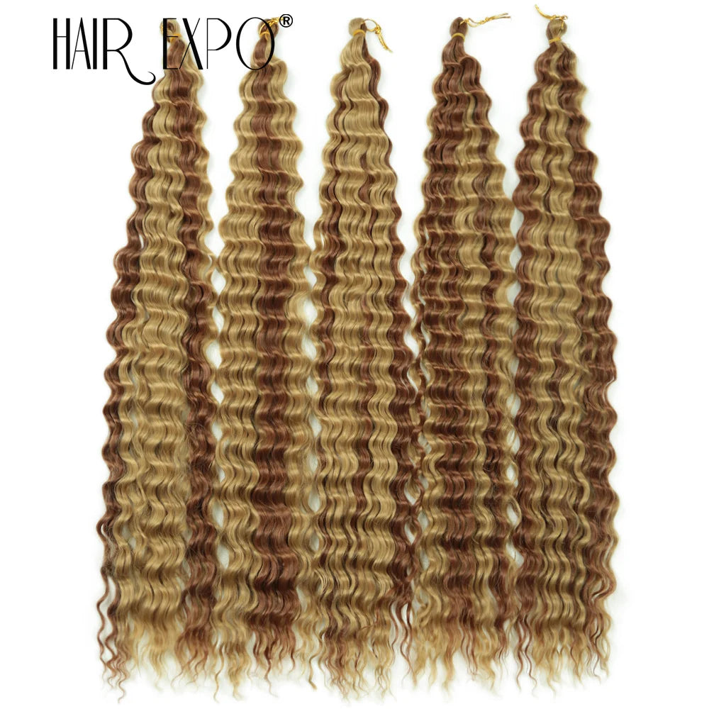 30Inch Freetress Deep Twist Crochet Hair Synthetic Curly Hair Crochet Braids Ocean Wave Braiding Hair Extension Ombre Afro Curls