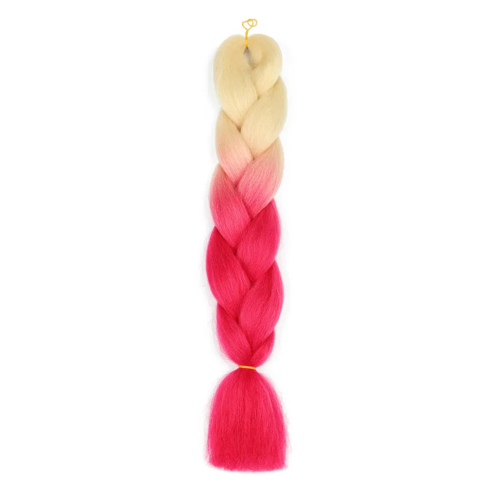 5pcs Synthetic Braiding Hair 24 Inch Jumbo Braid Ombre Jumbo Hair Extension for Women DIY Hair Braids Purple Pink Yellow Red