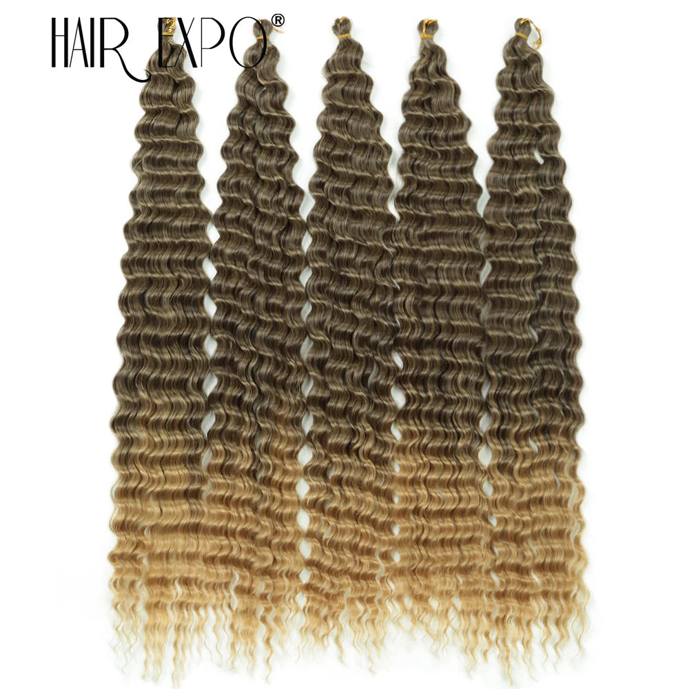 30Inch Freetress Deep Twist Crochet Hair Synthetic Curly Hair Crochet Braids Ocean Wave Braiding Hair Extension Ombre Afro Curls