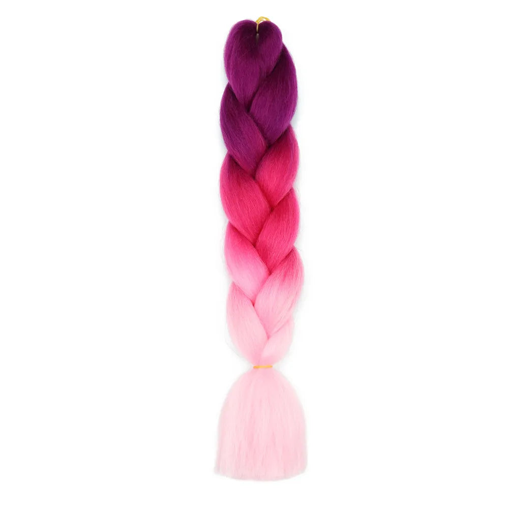 5pcs Synthetic Braiding Hair 24 Inch Jumbo Braid Ombre Jumbo Hair Extension for Women DIY Hair Braids Purple Pink Yellow Red