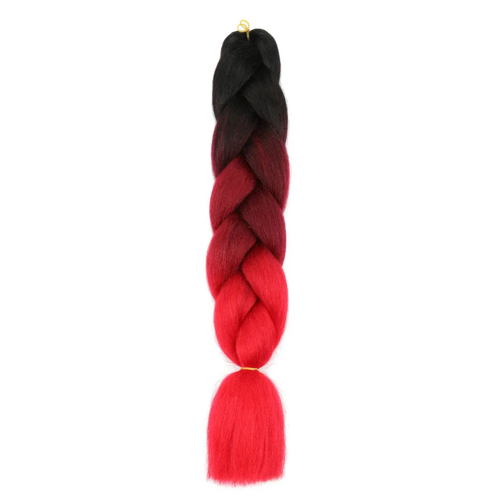 5pcs Synthetic Braiding Hair 24 Inch Jumbo Braid Ombre Jumbo Hair Extension for Women DIY Hair Braids Purple Pink Yellow Red