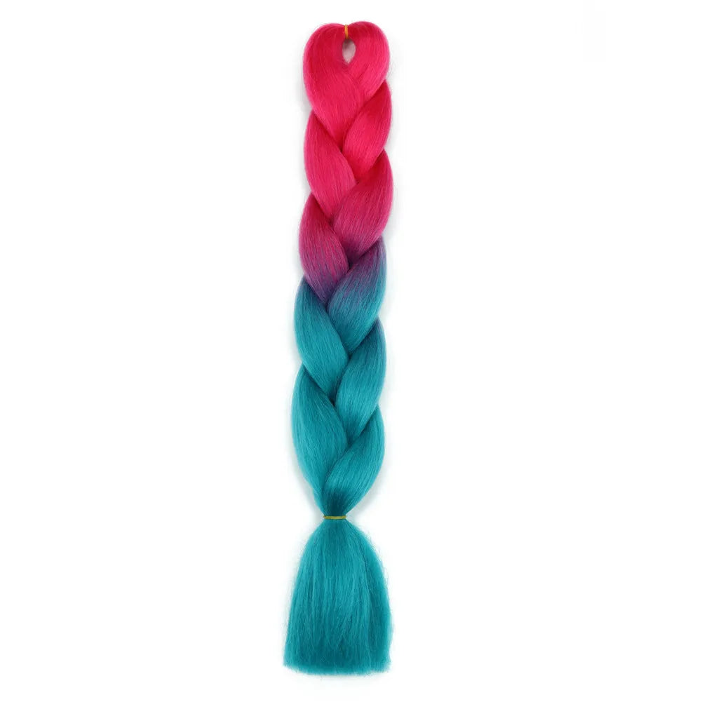 5pcs Synthetic Braiding Hair 24 Inch Jumbo Braid Ombre Jumbo Hair Extension for Women DIY Hair Braids Purple Pink Yellow Red