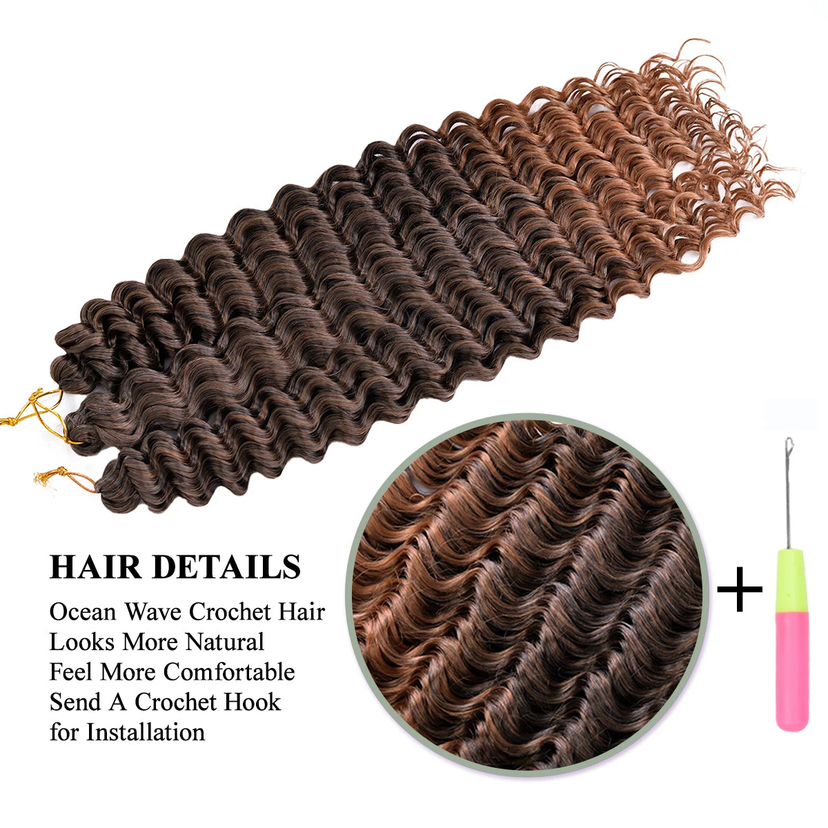 22Inch Deep Wavy Twist Crochet Braiding Hair Extensions Synthetic Braid Afro Curls Water Wave Twist Crochet Braid Hair For Women