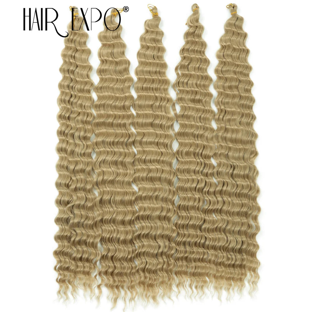 30Inch Freetress Deep Twist Crochet Hair Synthetic Curly Hair Crochet Braids Ocean Wave Braiding Hair Extension Ombre Afro Curls