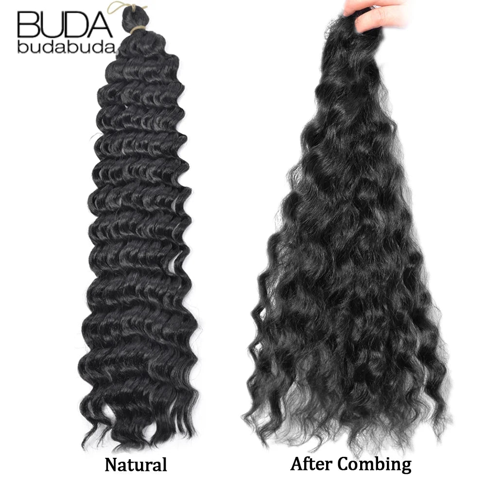 22Inch Deep Wavy Twist Crochet Braiding Hair Extensions Synthetic Braid Afro Curls Water Wave Twist Crochet Braid Hair For Women