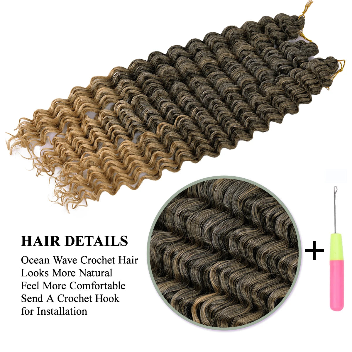 22Inch Deep Wavy Twist Crochet Braiding Hair Extensions Synthetic Braid Afro Curls Water Wave Twist Crochet Braid Hair For Women