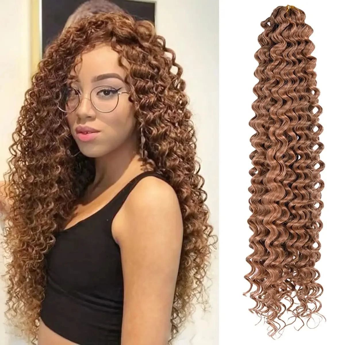 22Inch Deep Wavy Twist Crochet Braiding Hair Extensions Synthetic Braid Afro Curls Water Wave Twist Crochet Braid Hair For Women