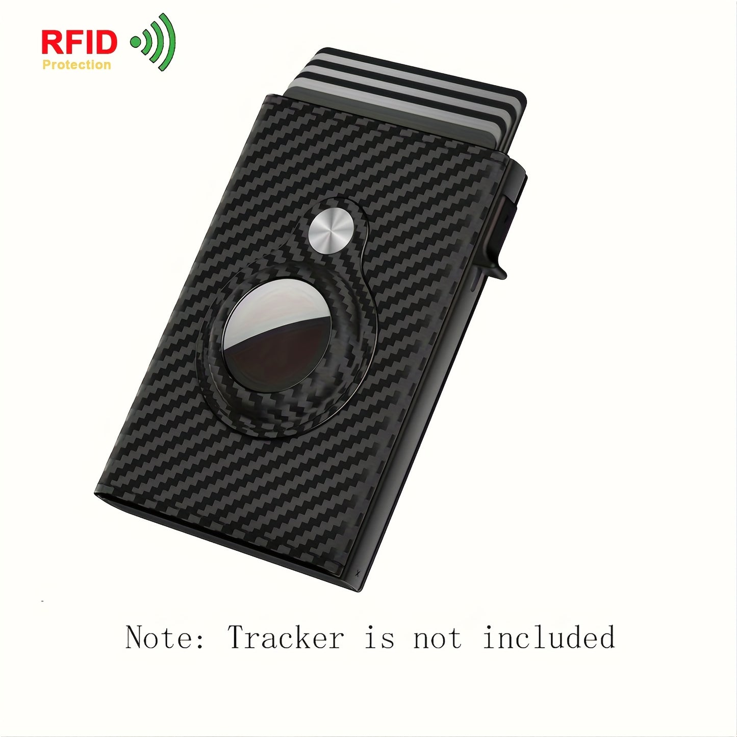 1pc Men's Slim Minimalist Wallet, RFID Blocking Aluminum Pop-Up Card Holder with ID Window, Simple Style Two-Layer Cowhide Leather, Rfid Protection | Carbon Fiber Texture | Compact Wallet, Small Wallet