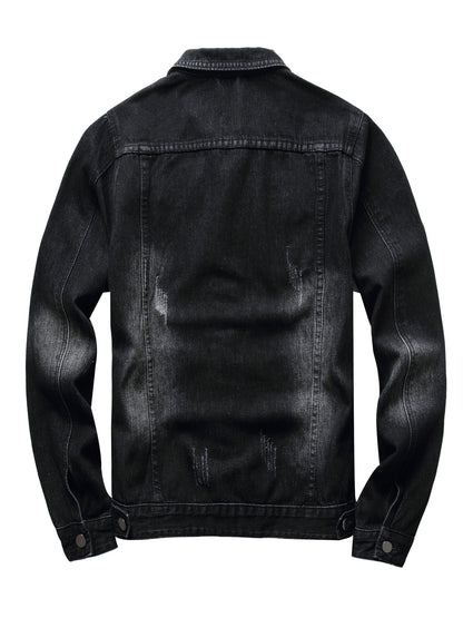 Black Slim-fit Jean Jacket For Men J2807