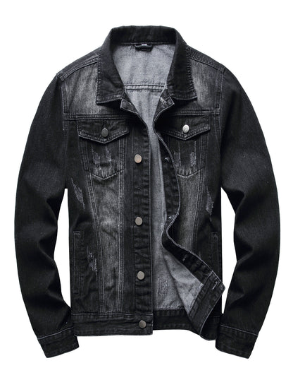 Black Slim-fit Jean Jacket For Men J2807