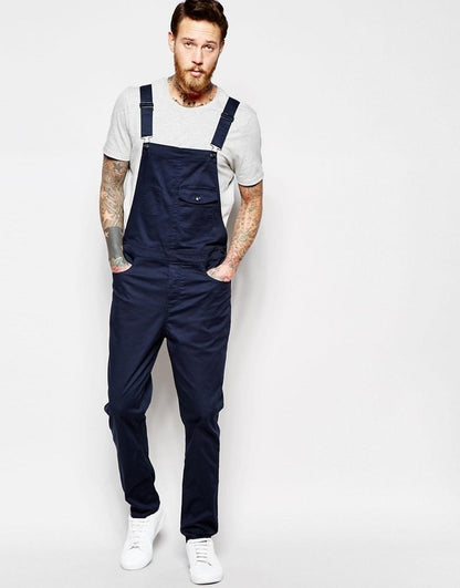 Fashion Mens Long Jumpsuits Pocket Jeans Overall Jumpsuit Streetwear Overall Suspender Plus Size Pants Pantalones babero