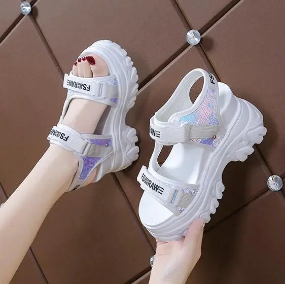 New Summer Ladies Sandals Platform Platform Shoes Casual Heightening Slope With Women's High Heels Women's Sports Sandals