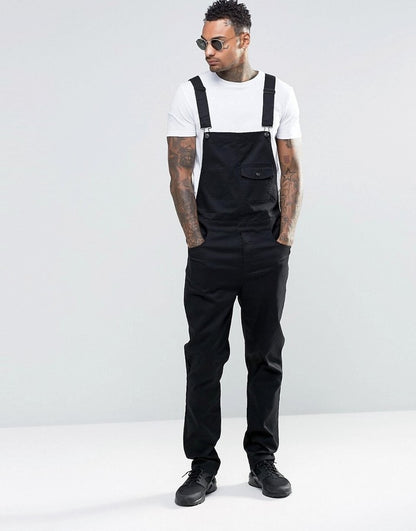 Fashion Mens Long Jumpsuits Pocket Jeans Overall Jumpsuit Streetwear Overall Suspender Plus Size Pants Pantalones babero