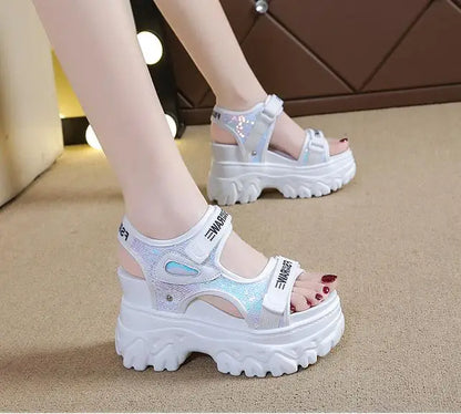 New Summer Ladies Sandals Platform Platform Shoes Casual Heightening Slope With Women's High Heels Women's Sports Sandals