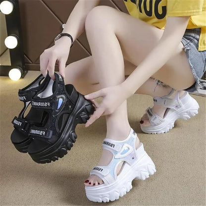 New Summer Ladies Sandals Platform Platform Shoes Casual Heightening Slope With Women's High Heels Women's Sports Sandals