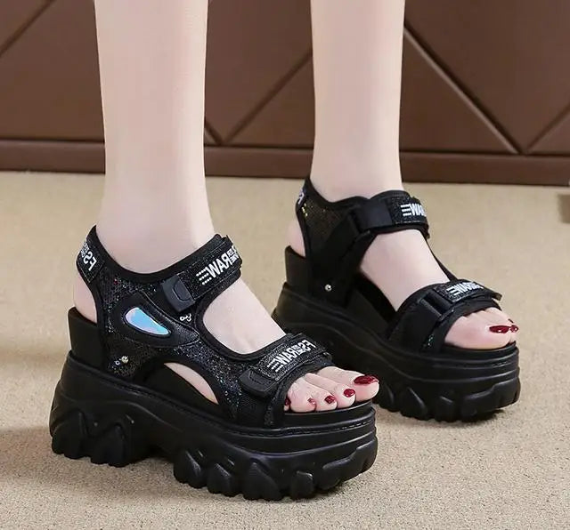 New Summer Ladies Sandals Platform Platform Shoes Casual Heightening Slope With Women's High Heels Women's Sports Sandals