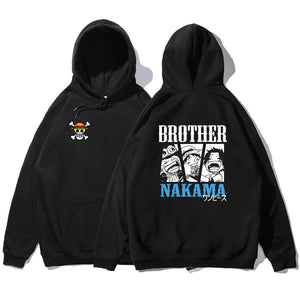 Brother Nakama Double-Sided Print Hoody Men Harajuku Style Hoodies Crewneck Hip Hop Hoody Crewneck Loose Hoodie New Sweatshirt