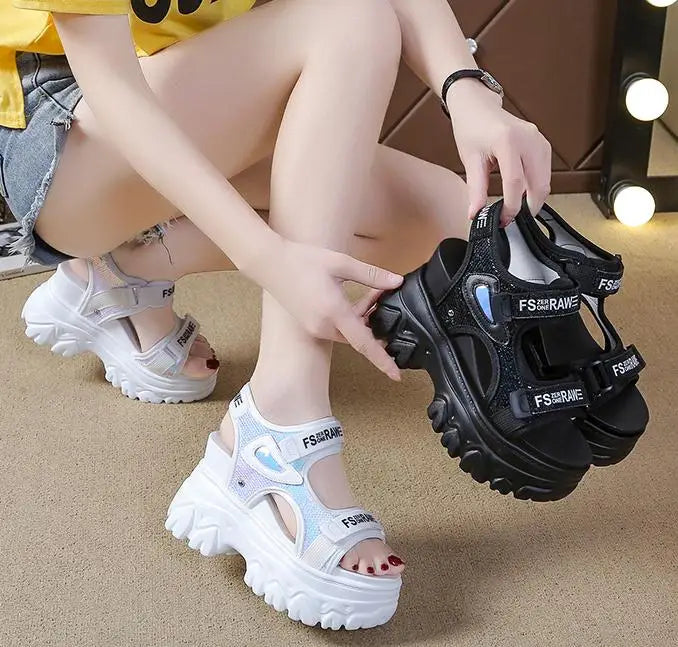 New Summer Ladies Sandals Platform Platform Shoes Casual Heightening Slope With Women's High Heels Women's Sports Sandals