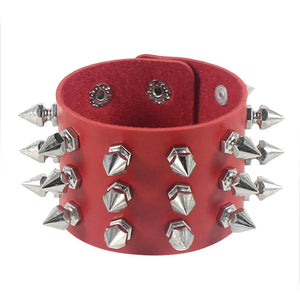 Black Leather Wristband Bracelet Cuff goth gothic punk bracelets women men metal armbands cosplay can be adjusted jewelry