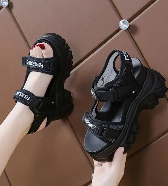 New Summer Ladies Sandals Platform Platform Shoes Casual Heightening Slope With Women's High Heels Women's Sports Sandals