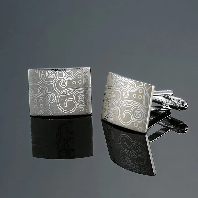 High quality Novelty cuff links copper Metal Laser engraving cufflinks mans French suit accessories Jewellery