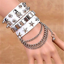 Load image into Gallery viewer, Black Leather Wristband Bracelet Cuff goth gothic punk bracelets women men metal armbands cosplay can be adjusted jewelry