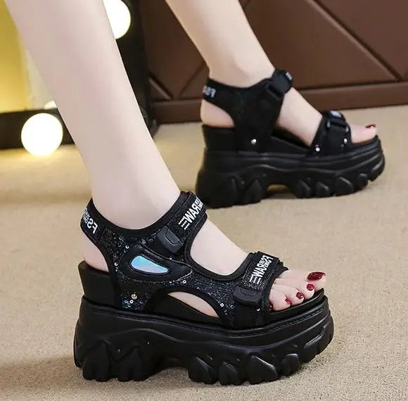 New Summer Ladies Sandals Platform Platform Shoes Casual Heightening Slope With Women's High Heels Women's Sports Sandals