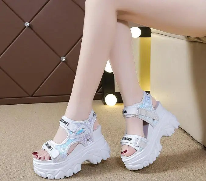 New Summer Ladies Sandals Platform Platform Shoes Casual Heightening Slope With Women's High Heels Women's Sports Sandals