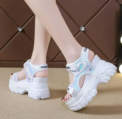 New Summer Ladies Sandals Platform Platform Shoes Casual Heightening Slope With Women's High Heels Women's Sports Sandals