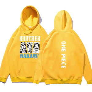 Brother Nakama Double-Sided Print Hoody Men Harajuku Style Hoodies Crewneck Hip Hop Hoody Crewneck Loose Hoodie New Sweatshirt