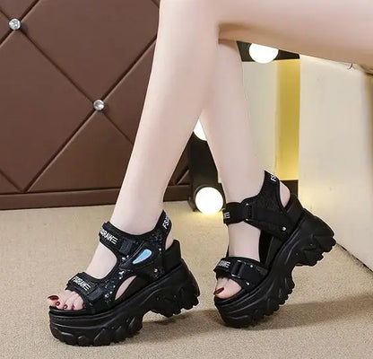 New Summer Ladies Sandals Platform Platform Shoes Casual Heightening Slope With Women's High Heels Women's Sports Sandals