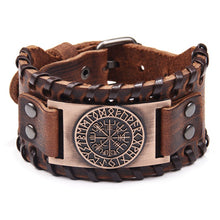 Load image into Gallery viewer, European and American Compass Men&#39;s Wide Leather Trendy Cool Hip-Hop Bracelet