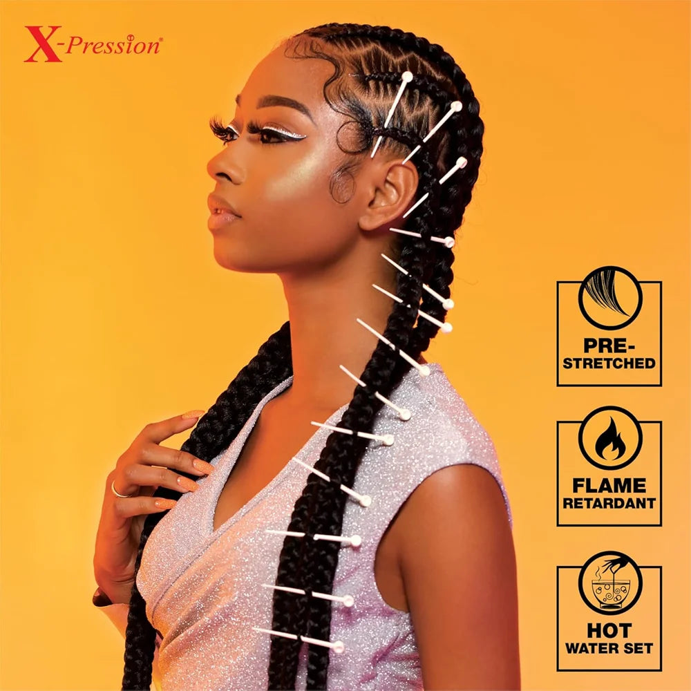 Synthetic Xpression prestretched braiding hair - 3x xpression kanekalon flame retardant smooth yaki braid - 3x x-pression