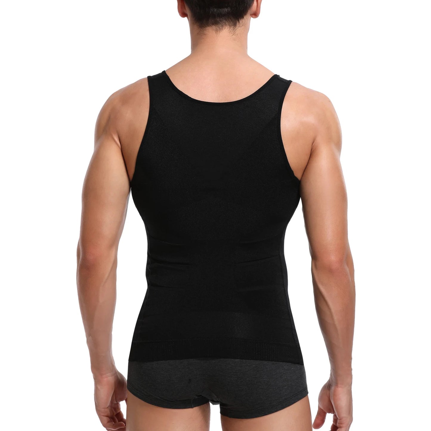 Compression Shirts Men sleeveless Tank Top Slimming Undershirt Body Shaper Workout Gym Vest Base Layer Athletic Tee Shirts Black