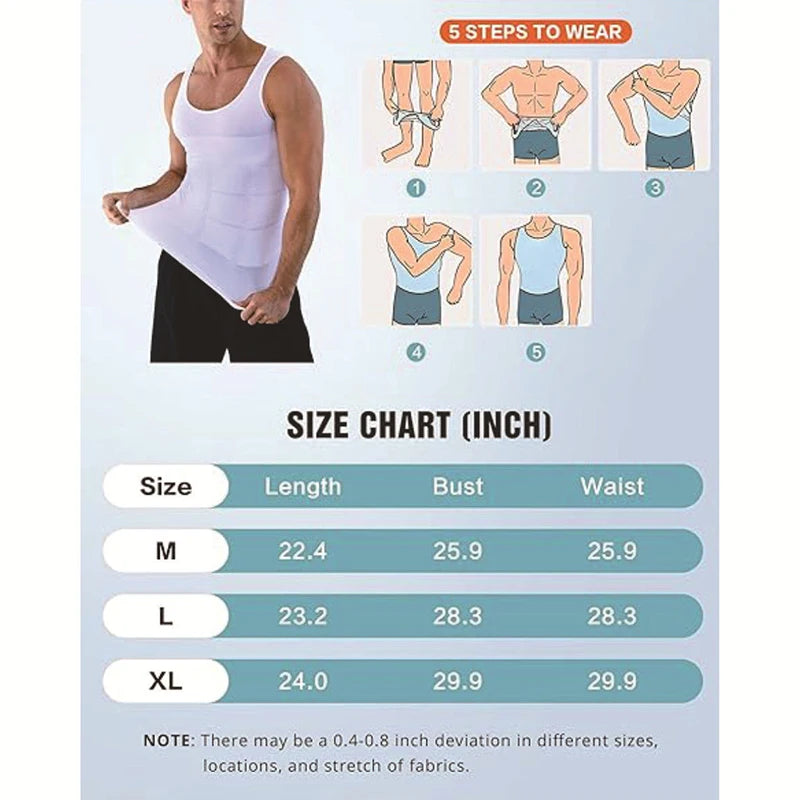 Mens Slimming Body Shaper Vest Shirt Abs Abdomen Slim Gym Workout Tummy Control Compression Tank Top Sleeveless Shapewear