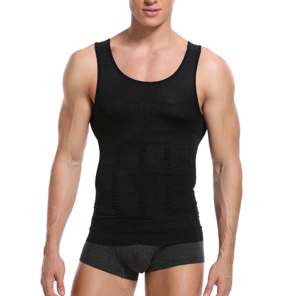 Compression Shirts Men sleeveless Tank Top Slimming Undershirt Body Shaper Workout Gym Vest Base Layer Athletic Tee Shirts Black