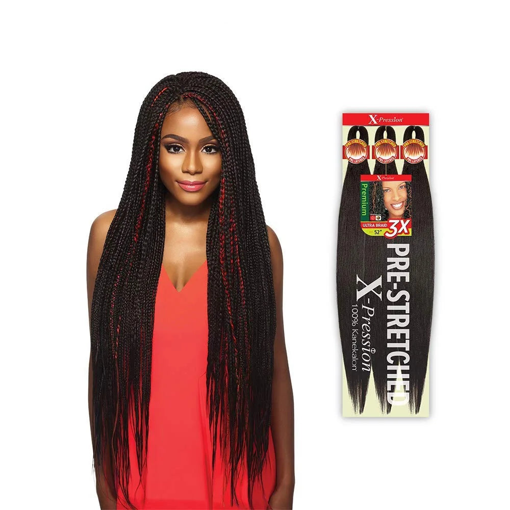 Synthetic Xpression prestretched braiding hair - 3x xpression kanekalon flame retardant smooth yaki braid - 3x x-pression