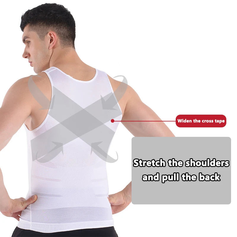 Mens Slimming Body Shaper Vest Shirt Abs Abdomen Slim Gym Workout Tummy Control Compression Tank Top Sleeveless Shapewear