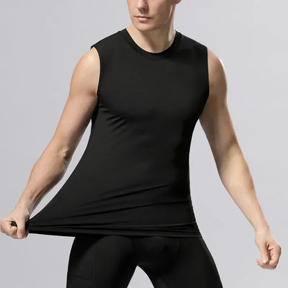 Compression Shirts Men sleeveless Tank Top Slimming Undershirt Body Shaper Workout Gym Vest Base Layer Athletic Tee Shirts Black