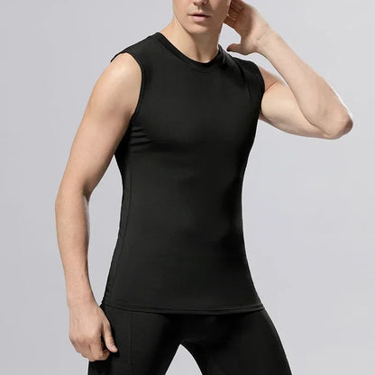 Compression Shirts Men sleeveless Tank Top Slimming Undershirt Body Shaper Workout Gym Vest Base Layer Athletic Tee Shirts Black