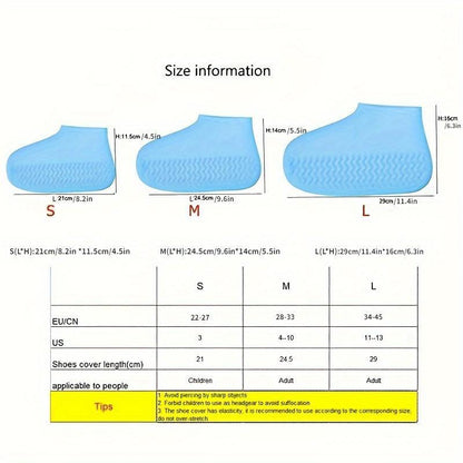 1pair Rubber Rain Boot Overshoes For Outdoor Use Silicone Waterproof Shoe Covers Rainy Day Shoe Cover Reusable Non-Slip Rain Boots