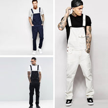 Load image into Gallery viewer, Fashion Mens Long Jumpsuits Pocket Jeans Overall Jumpsuit Streetwear Overall Suspender Plus Size Pants Pantalones babero