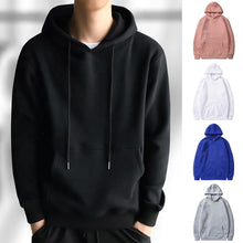 Load image into Gallery viewer, Autumn and Spring Unisex Clothing Sweater Solid Color Pullover Casual Loose Pocket Polyester Hooded Long-sleeved Sweatshirt Tops