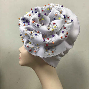 Nigerian gele headtie with beads already made auto hele turban cap african aso ebi gele aso oke headtie with beads-AC30