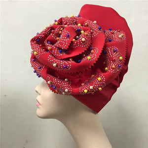 Nigerian gele headtie with beads already made auto hele turban cap african aso ebi gele aso oke headtie with beads-AC30